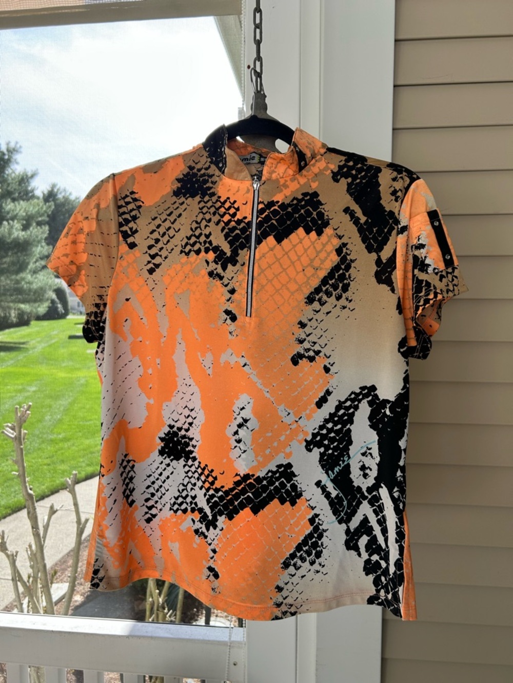 WOMANS JAMIE SADOCK ABSTRACT SHORT SLEEVE GOLF POLO MEDIUM